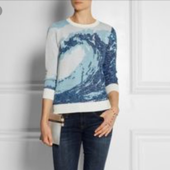 J Crew Glitter Wave Jacquard Sweater 